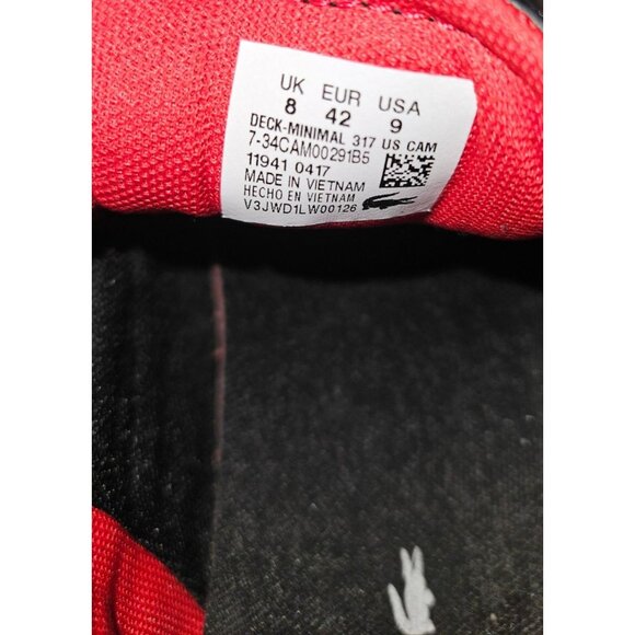 Lacosta Deck Minimal Black & Red Sneaker Shoes Men Size 9 - Picture 12 of 12